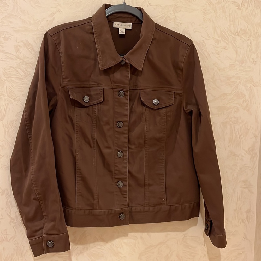 Appleseed's Brown Cotton Buttoned Jacket Size L - Picture 2 of 6